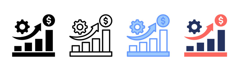 Revenue Growth icon sheet multiple style collection