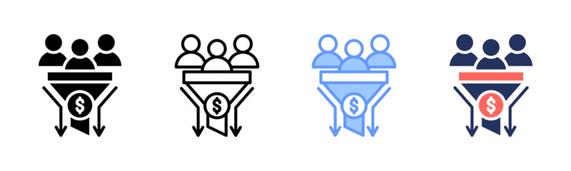 Sales Funnel icon sheet multiple style collection