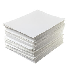 Stack of white paper sheets isolated on transparent background