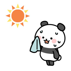 Clip art of panda sweating in intense heat.
