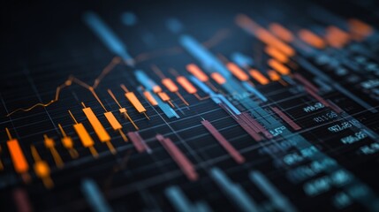 Analyzing market trends via financial data visualization global finance sector infographic design digital environment close-up view