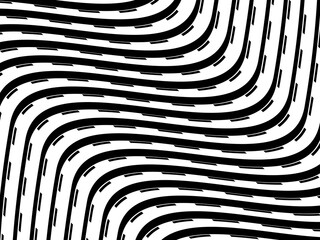 Seamless vector geometric pattern. Modern geometric background with wavy lines. Wavy black and white pattern.	