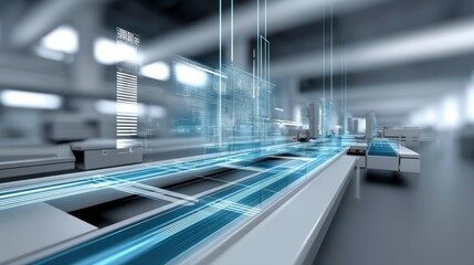 Obraz premium Digital Factory Concept: Future of Manufacturing, Industry 4.0, Automation
