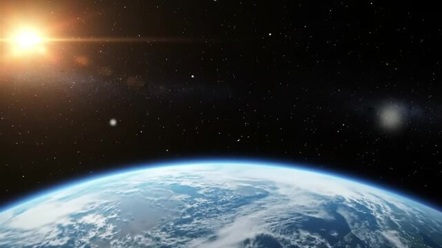 Sunrise over earth from space