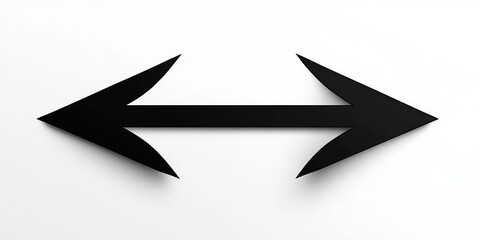black bidirectional arrow pointing left and right on a white background symbolizing choice or direction