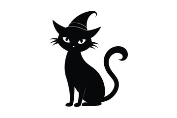halloween black cat on white background