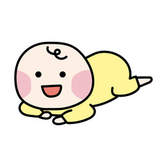 ずりばいする赤ちゃん