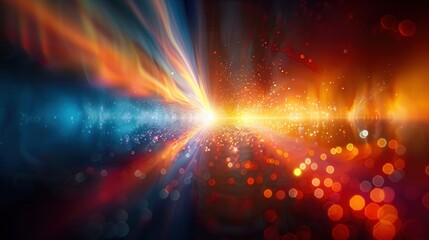 Striking abstract image of light beams and vibrant colors creating an energetic and dynamic visual.