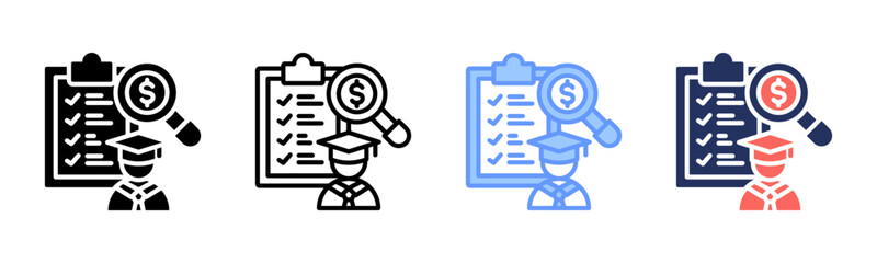 Financial Analysis icon sheet multiple style collection