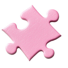 single pink puzzle piece isolated on transparency background, symbolizing creativity and problem solving