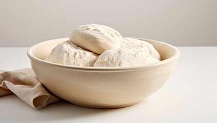 Rustic Dough in Bowl, Isolated for Food Photography