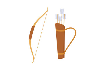 Isolated Illustration Of A Bow And Arrow Set Featuring A Bow And Quiver On A White Background