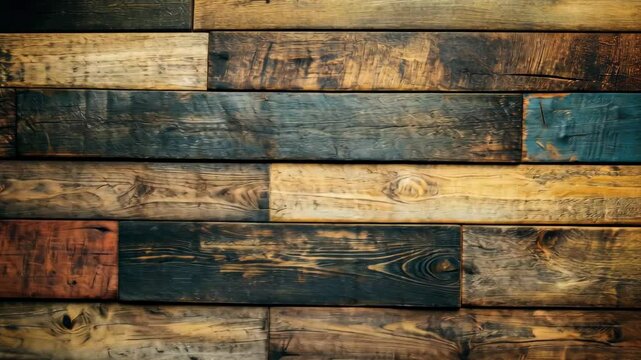 Rustic reclaimed wood wall paneling in various colors and textures
