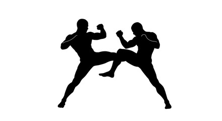 Silhouette of Two Fighters in Combat Position