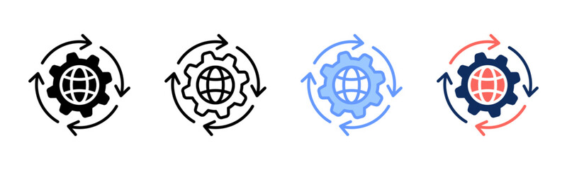 Process icon sheet multiple style collection