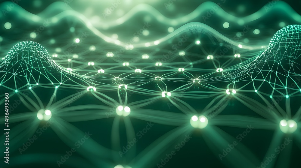 Poster Abstract representation of interconnected nodes and pathways.