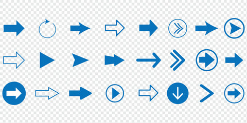 Set of Simple Arrow Icons . directional symbols for design projects.
