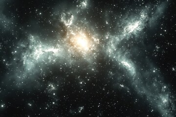 Naklejka premium Fly over a luminous white galaxy featuring a vibrant star nebula in deep space, Fly Over Animated 3D White Galaxy With Star Nebula Rendered Background Photo