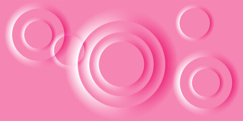 Abstract Pink Background with Circular Gradient Patterns and Soft Shadows