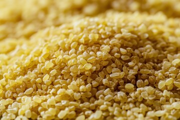 Closeup of raw bulgur wheat showcasing its texture and color for culinary uses, Closeup shot of a pile of raw bulgur wheat