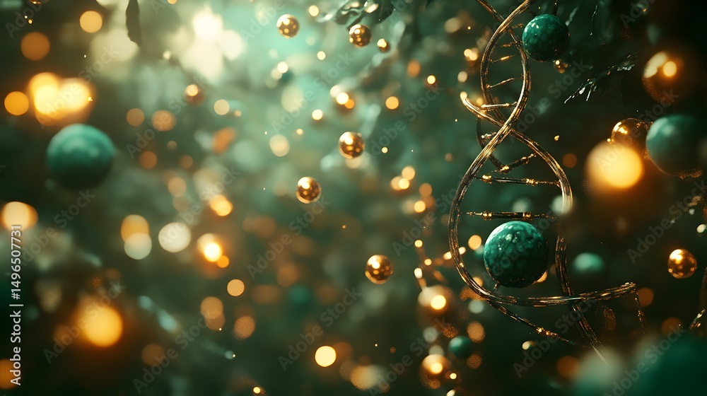 Poster Dynamic representation of dna structure within a particle field.
