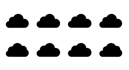 Minimalist Black Cloud Icons on White Background