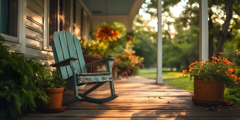 Obraz premium Serene Summer Evening on a Porch Swing