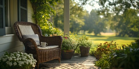 Fototapeta premium Serene Summer Morning on a Porch