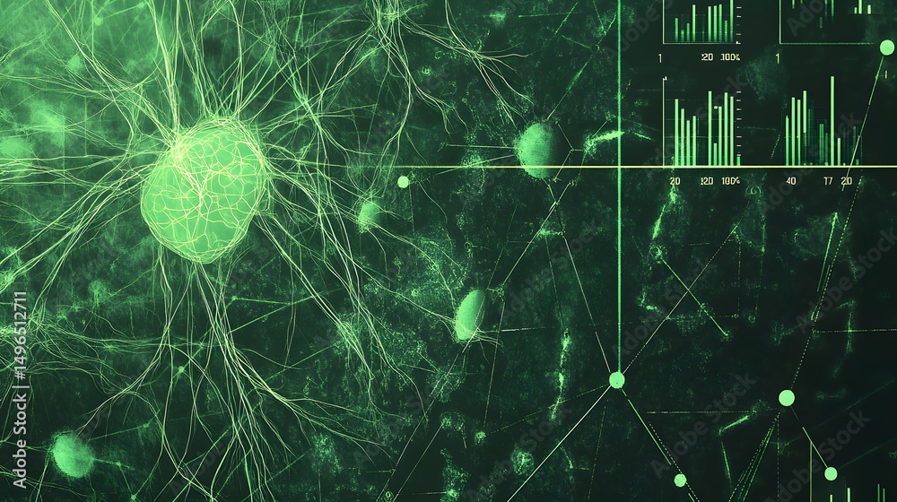 Poster complex neural network visualization with data overlay.