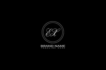 EX Letter Monogram Logo in Luxury Circular Badge on Black Background