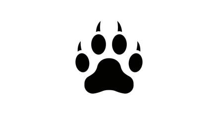 Animal Paw Print: Black Silhouette on White
