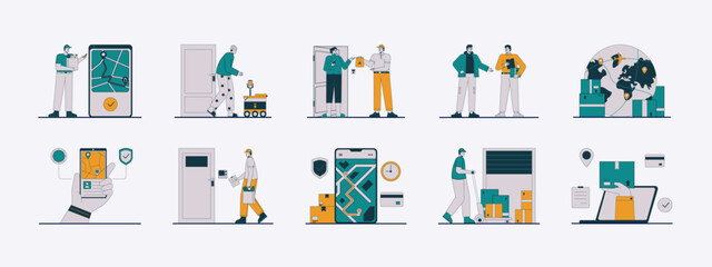Delivery illustration set. Flat vector illustration concept.
