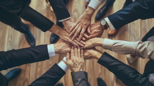 Business team aligning on core values in a meeting