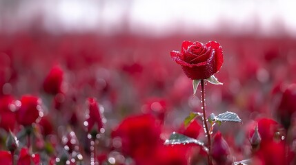 Obraz premium Red Rose in a Field