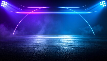 Futuristic Neon Stage with Glowing Arches