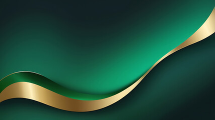 Fototapeta premium Elegant Green and Gold Abstract Curve Background with Modern Texture and Luxury Design AI
