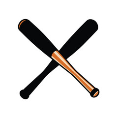 Crossed baseball bats simple vector illustration isolated on white background for sports themes
