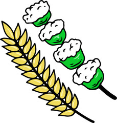 Puto Rice Cake and Ear of Wheat Illustration