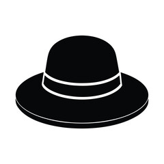 Silhouette illustration of a classic black hat with white band for fashion and design