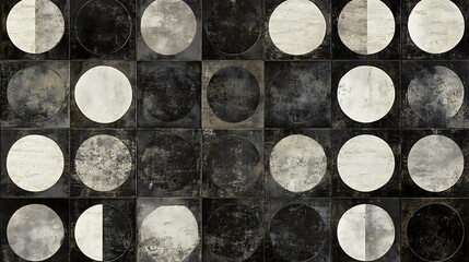 Moon Phases Grid with Dark Texture.