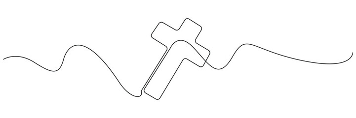 one continuous line cross of jesus.single line cross icon.christian religious symbol sign.vector illustration .eps 10