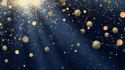 Golden orbs and glitter on a dark background.