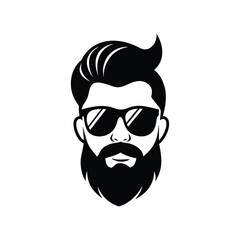 Stylish illustration of a bearded man with sunglasses depicting hipster culture and fashion