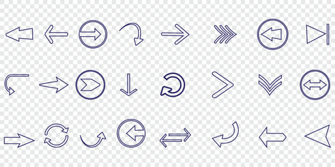 Arrow Icon Collection. Variety of Different Arrows Symbol Simple vectors.