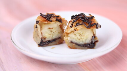 Jakarta's signature baked Bolen cake photographed at various angles of 45 degrees, front view and...
