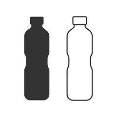 Bottle set black and outline shape isolated flat style.