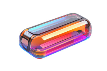 A captivating iridescent container glowing with hues a symbol of innovation displaying vibrant on transparent background
