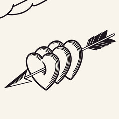 Three Hearts Pierced by Arrow: Tattoo Design