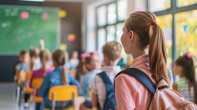 Mother volunteering at school events and supporting educational initiatives.