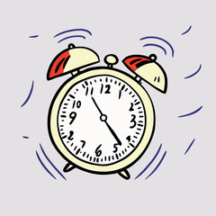 Cartoon Alarm Clock Ringing, Wake Up Illustration